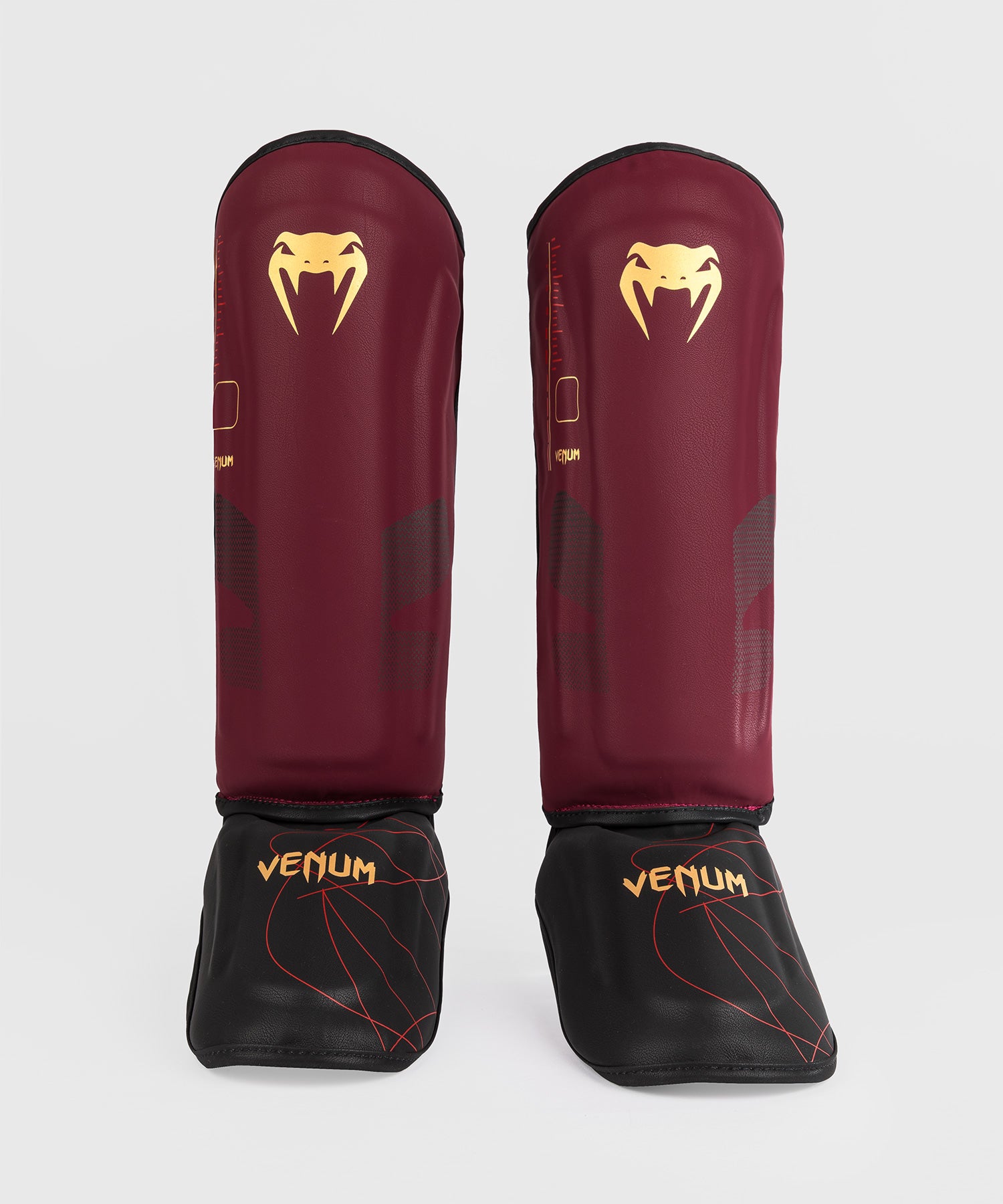 Venum Kickboks Scheenbeschermers Tactical XT - Bordeaux Rood/Zwart