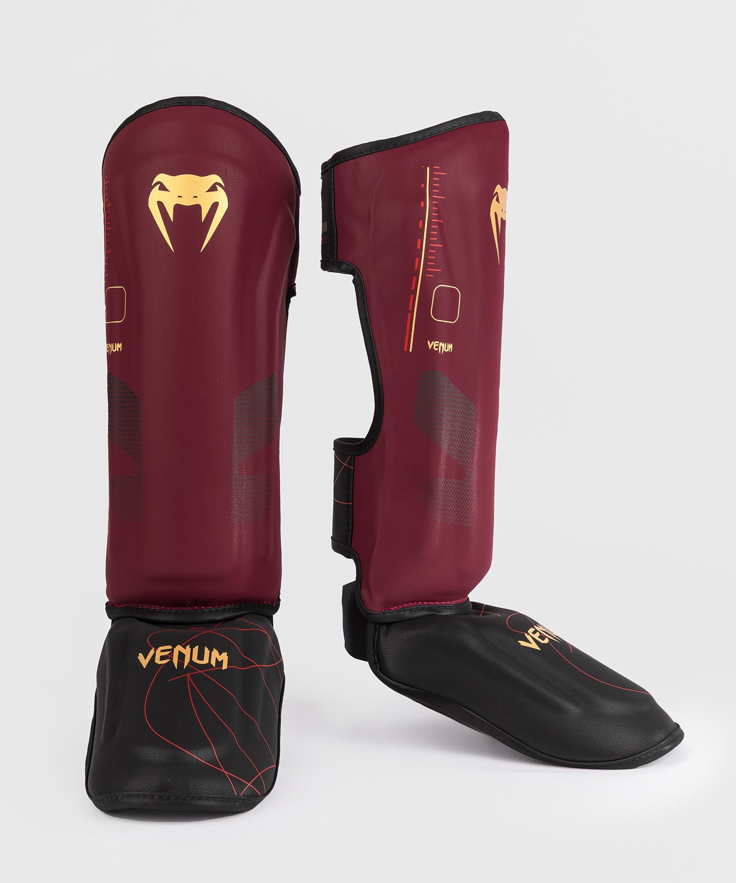 Venum Kickboks Scheenbeschermers Tactical XT - Bordeaux Rood/Zwart