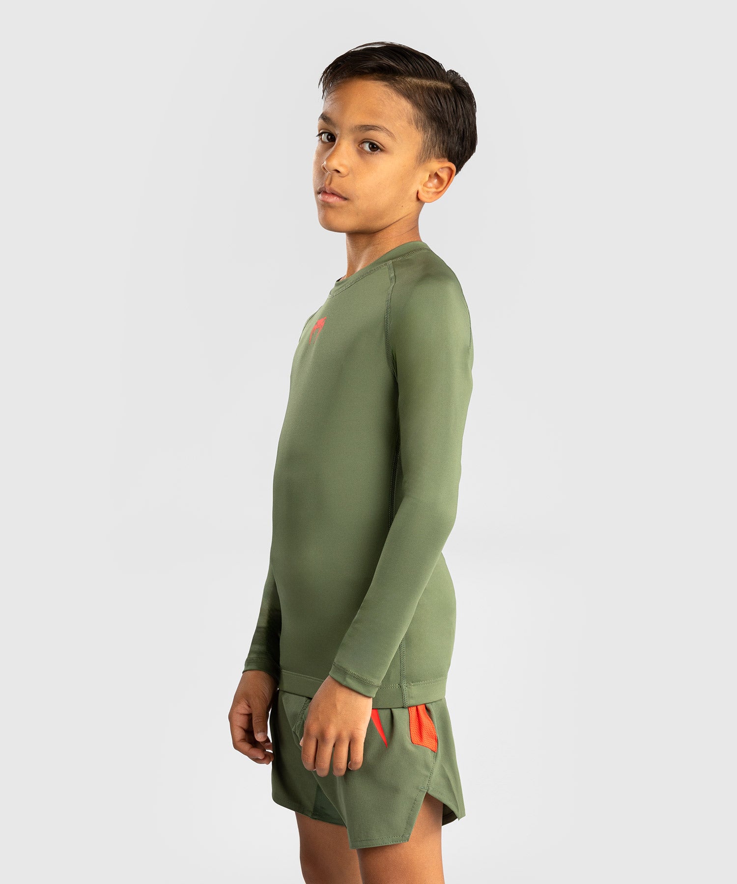 Venum Rashguard Contender Kids - Lange Mouwen - Legergroen/Oranje