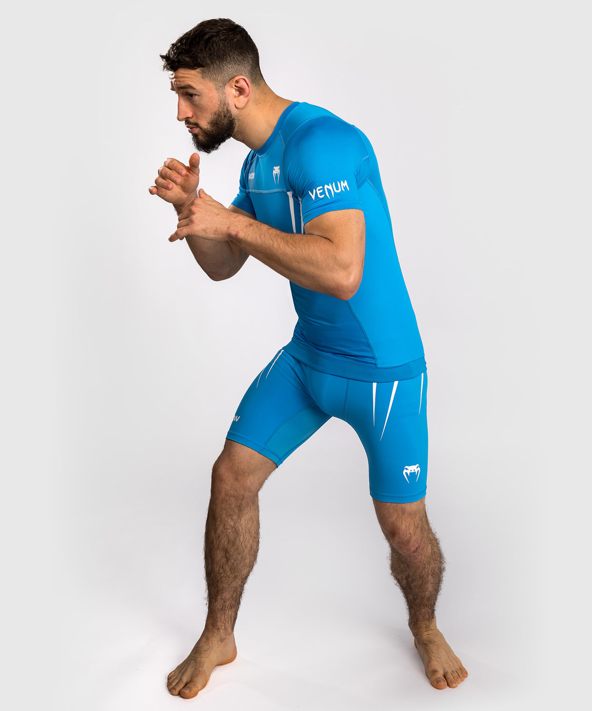Venum x WOW FC Rashguard - Korte Mouwen - Pacific Blauw