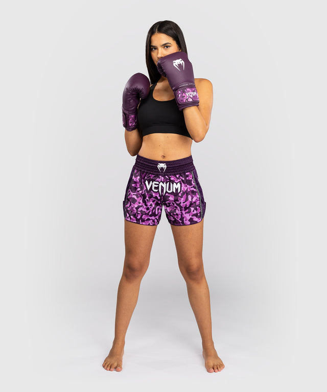 Shorts de Muay Thai Venum Iris – Violet/Camo rose