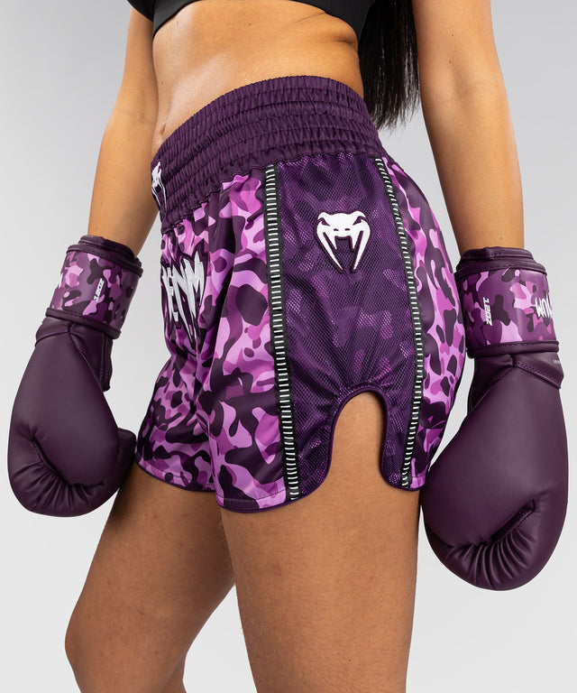 Shorts de Muay Thai Venum Iris – Violet/Camo rose