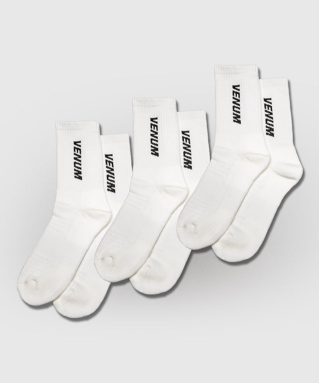 Venum Essential Crew Ponožky – Bílé – Sada 3 ks