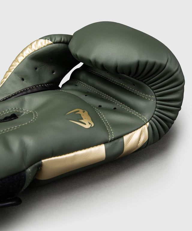 Venum Boxing Gloves Elite - Khaki Green/Gold