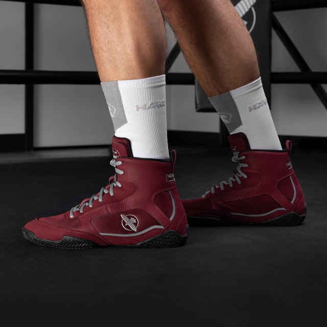 Botas de boxeo Hayabusa Pro – Burdeos/Gris