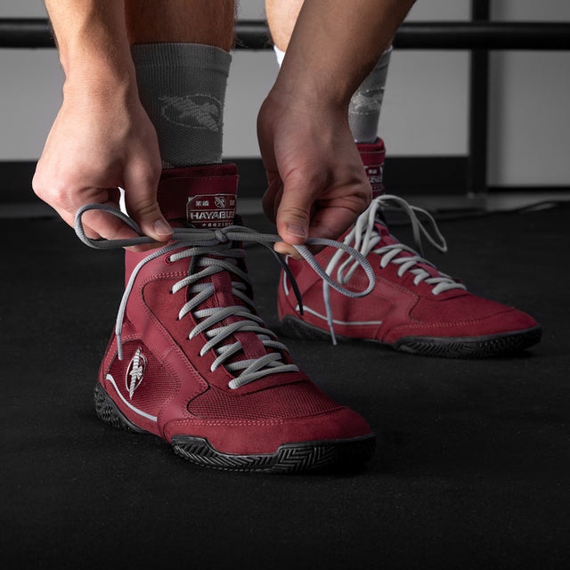 Botas de boxeo Hayabusa Pro – Burdeos/Gris