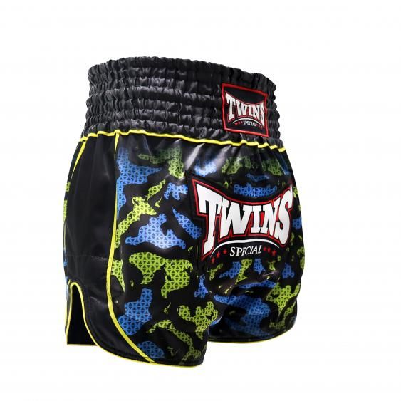 Twins Muay Thai Shorts TTBL Atlas - Zwart/Groen/Blauw