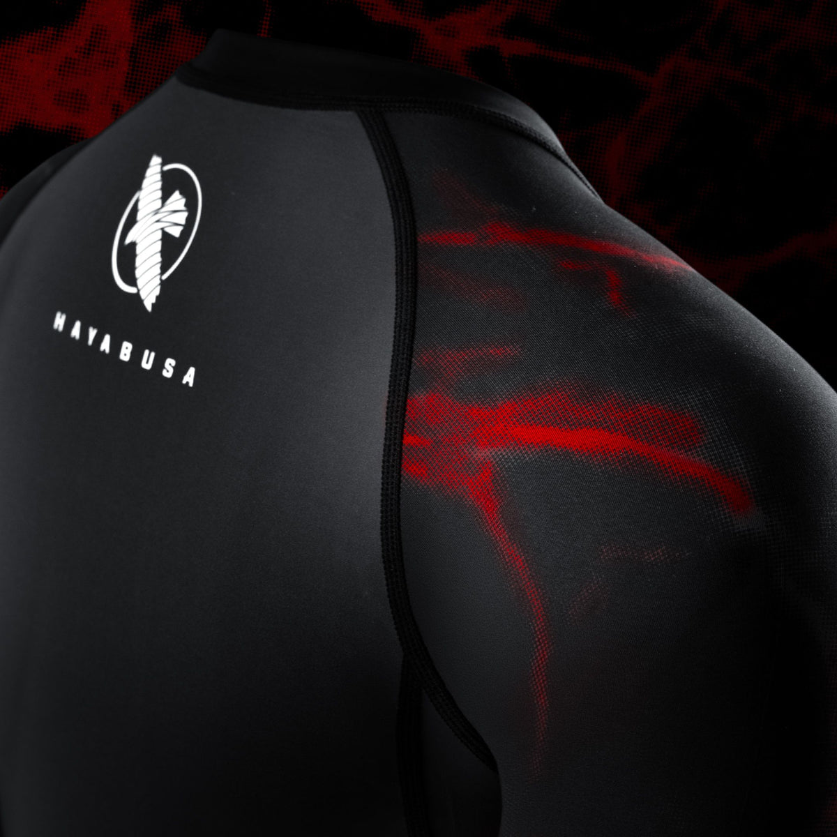 Hayabusa x UFC BJJ Rashguard Korte Mouwen Dames - Zwart/Rood