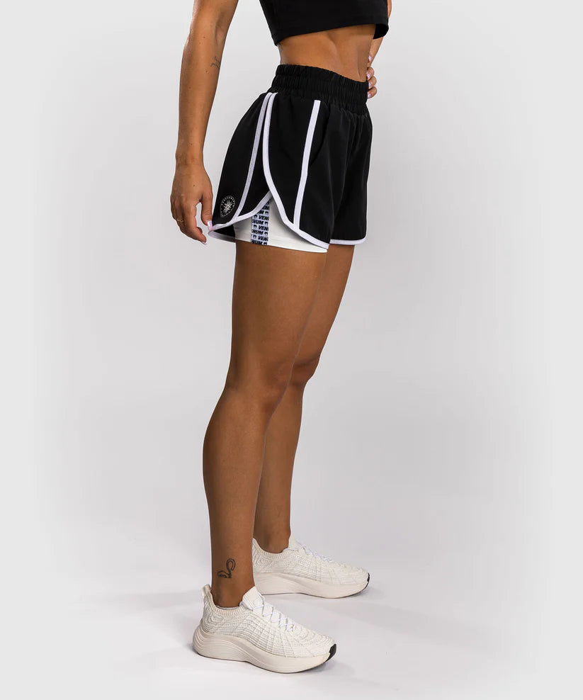 Venum Damen-Trainingsshorts Twilight – Schwarz/Weiß