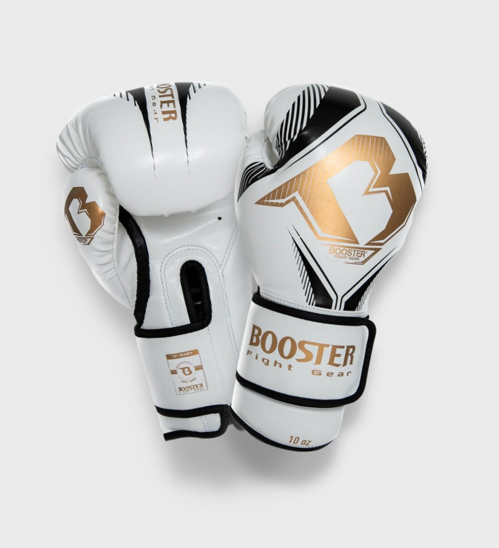 Booster (Kick)Bokshandschoenen Bangkok - Wit/Zwart/Goud - (Kick)Bokshandschoenen