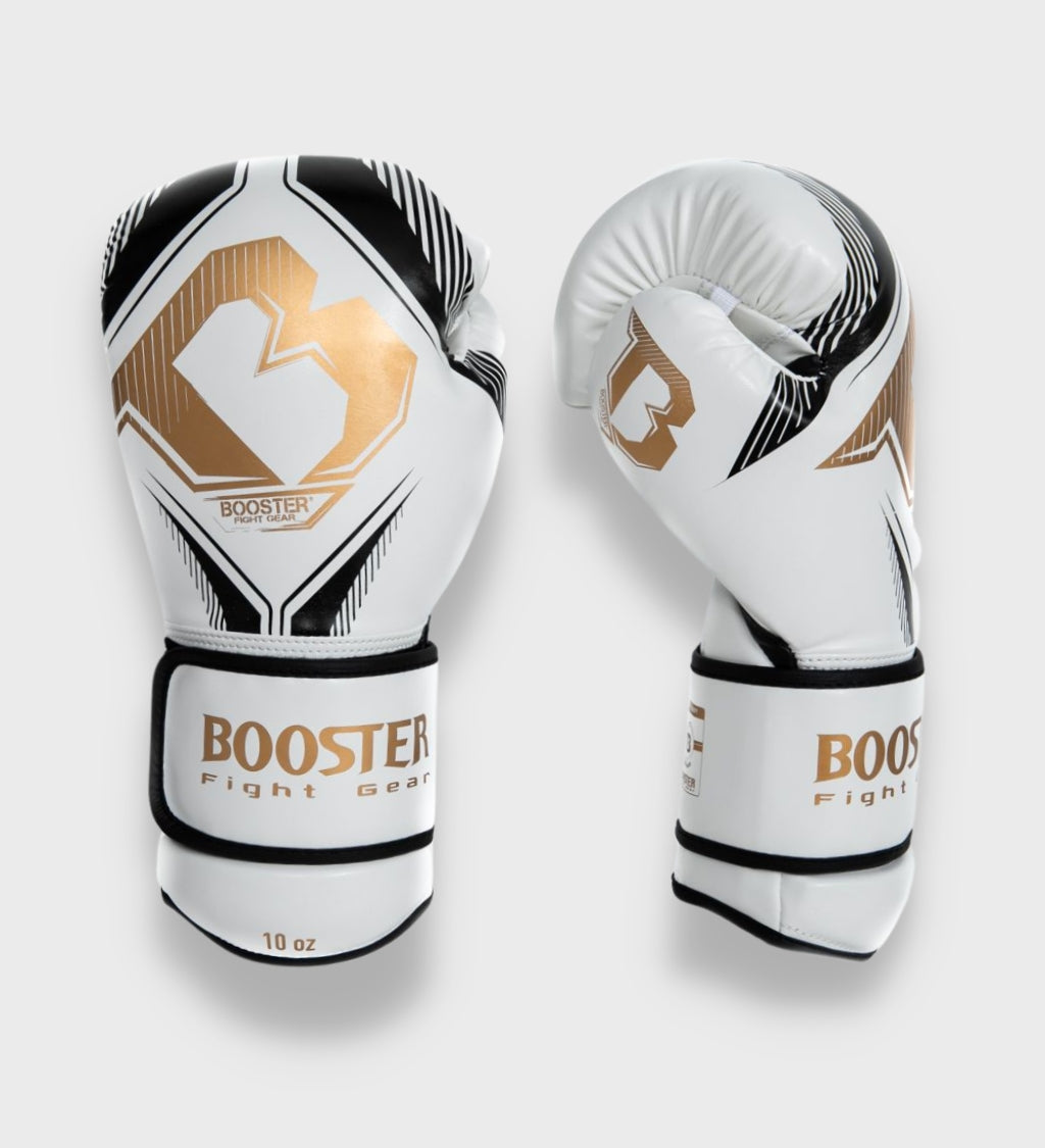 Booster (Kick)Bokshandschoenen Bangkok - Wit/Zwart/Goud - (Kick)Bokshandschoenen