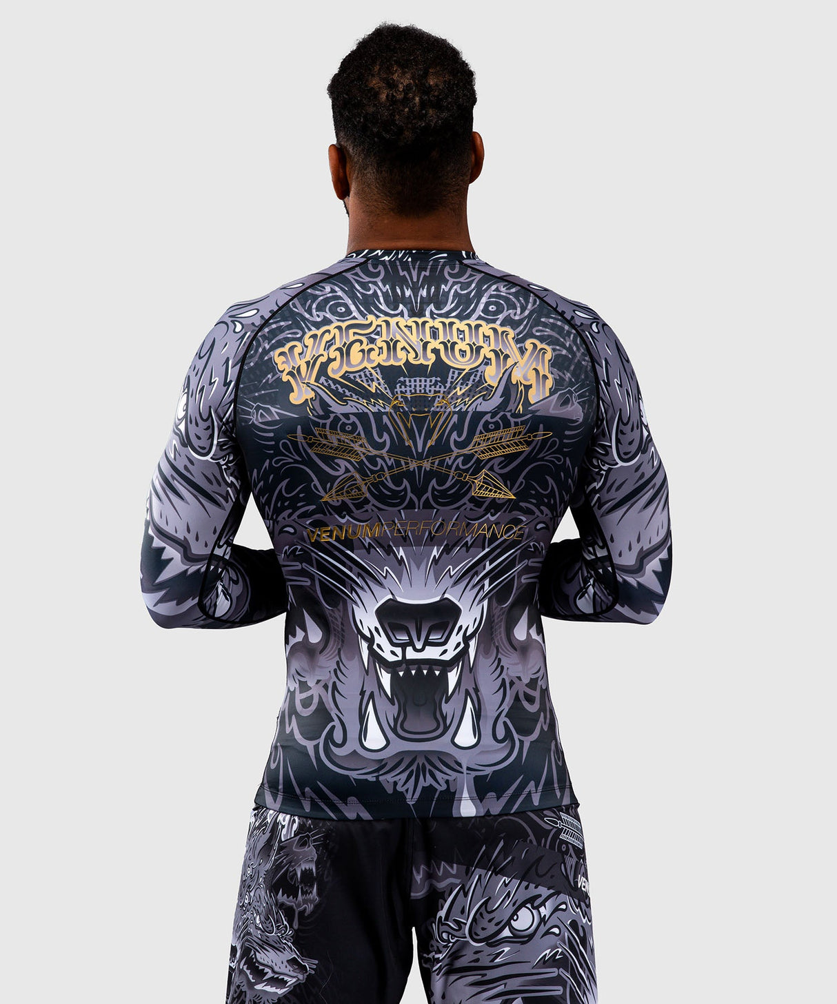 Venum Rashguard Wolf Atak - Zwart/Grijs