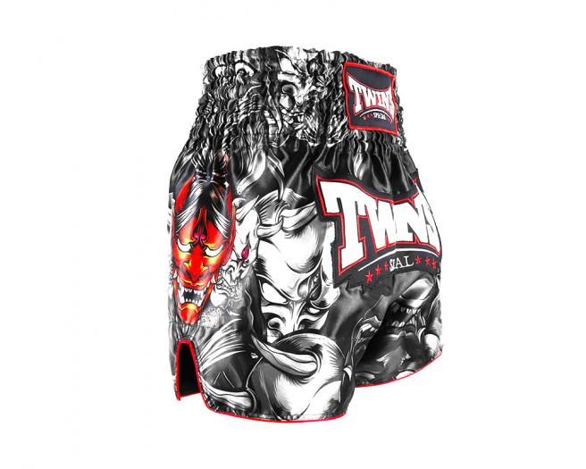 Twins Muay Thai Shorts TTBL Kabuki - Zwart/Grijs/Rood