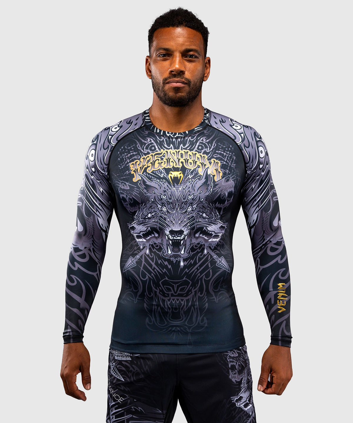 Venum Rashguard Wolf Atak - Zwart/Grijs