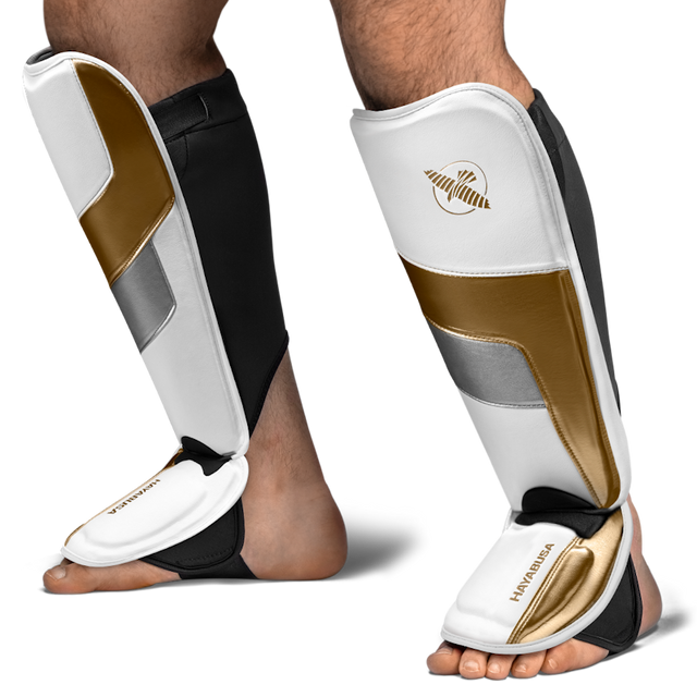 Hayabusa Skinnebensbeskyttere T3 Full - Hvid/Guld