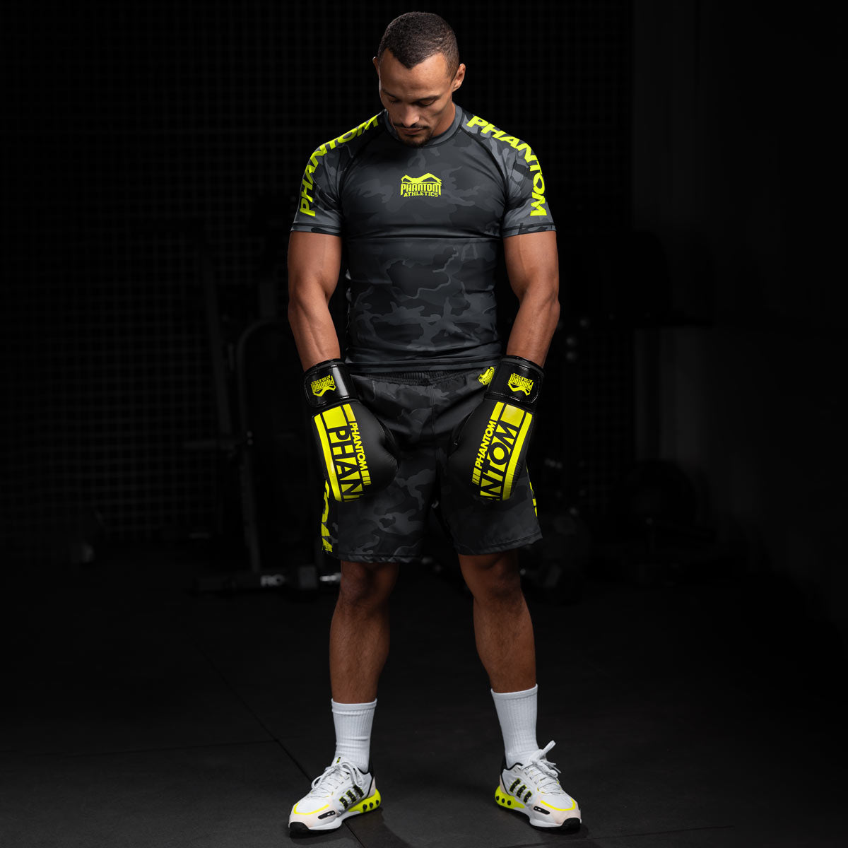 Phantom Athletics MMA Shorts EVO Neon - Zwart Camo/Neon