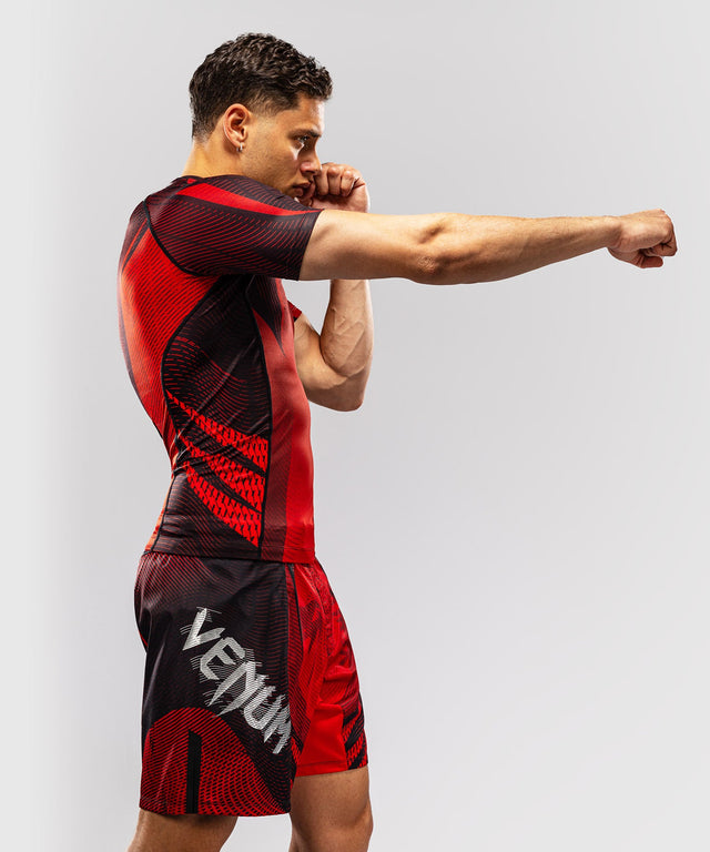 Venum Rashguard Galactic 3.0 Kurzarm – Rot/Silber