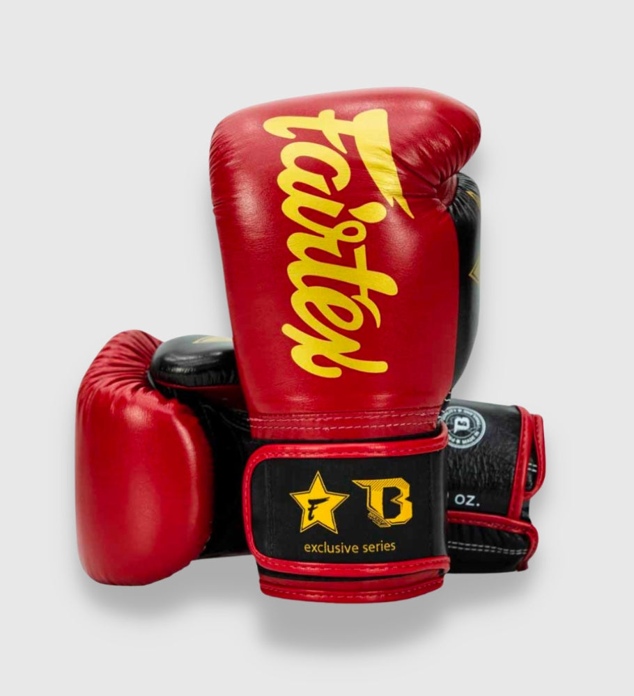 Fairtex (Kick)Bokshandschoenen FXB V2 - Rood/Zwart/Goud - (Kick)Bokshandschoenen