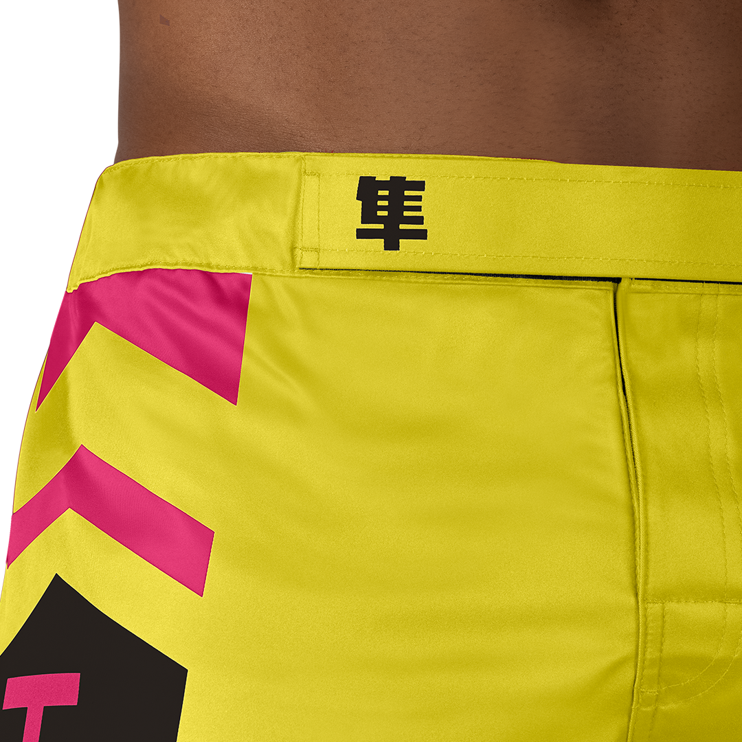 Hayabusa MMA Shorts Icon Lang - Geel/Blauw/Roze