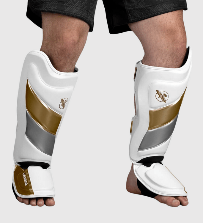 Hayabusa Kickboks Scheenbeschermers T3 - Wit/Goud - Scheenbeschermers