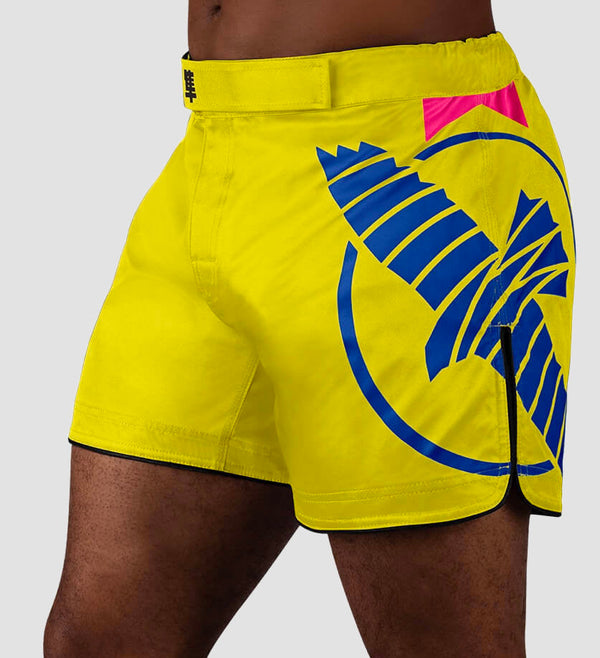 Hayabusa MMA Shorts Icon - Geel/Blauw/Roze