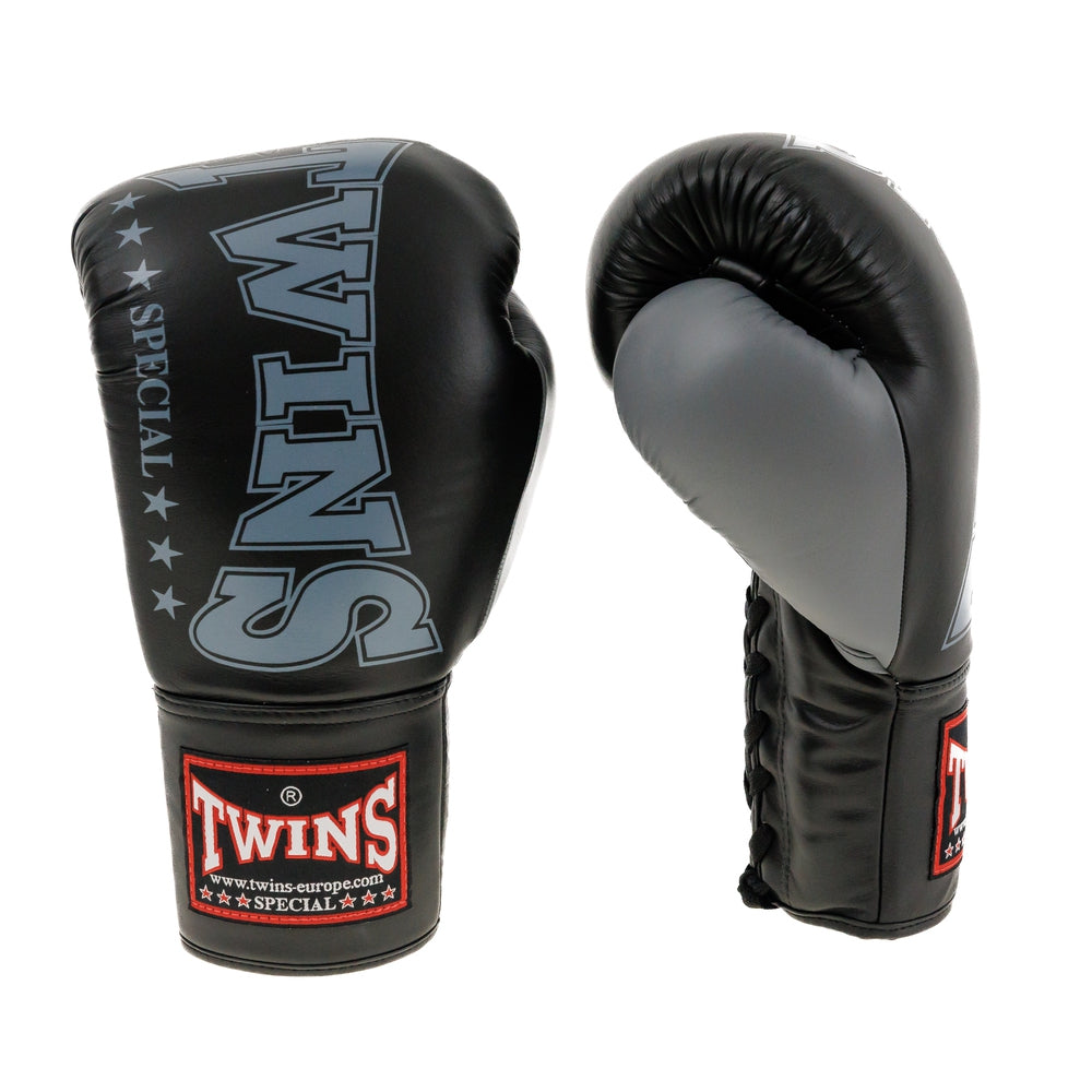 Twins Bokshandschoenen BGLL8 met vetersluiting - Zwart/Grijs