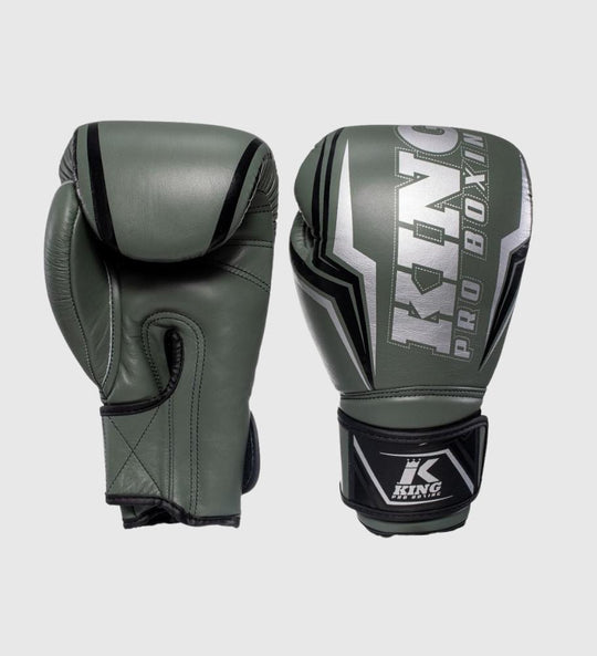 King Pro Boxing Bokshandschoenen Thor - Kaki Groen/Zwart/Zilver