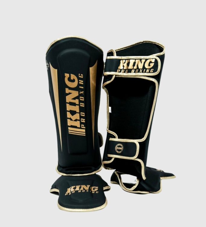 King Kickboks Scheenbeschermers Revo - Zwart/Goud - Scheenbeschermers