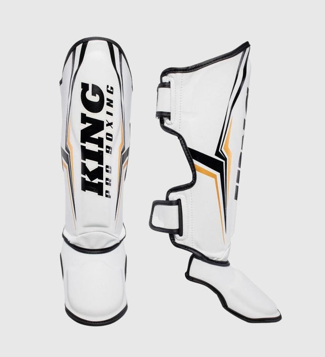 King Kickboks Scheenbeschermers Thor - Wit/Zwart/Goud - Kickboks Scheenbeschermers