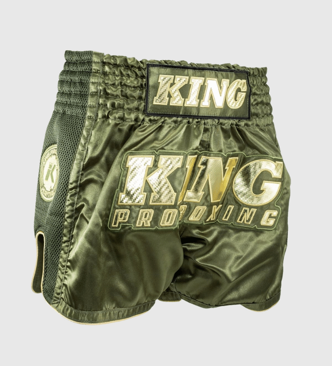 King Pro Boxing Kickboks Broekje - Kaki Groen/Goud - Shorts