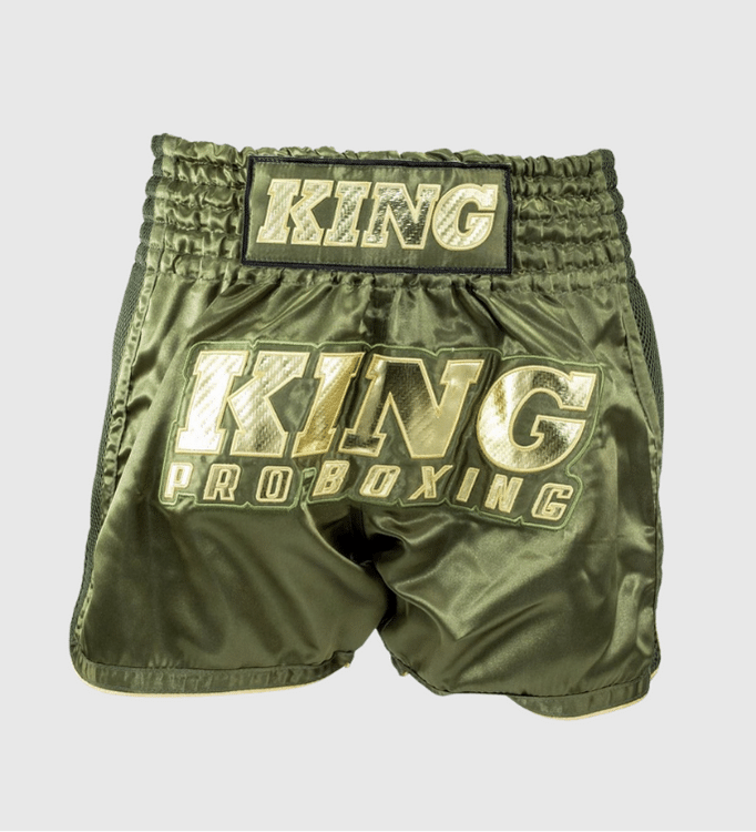 King Pro Boxing Kickboks Broekje - Kaki Groen/Goud - Shorts