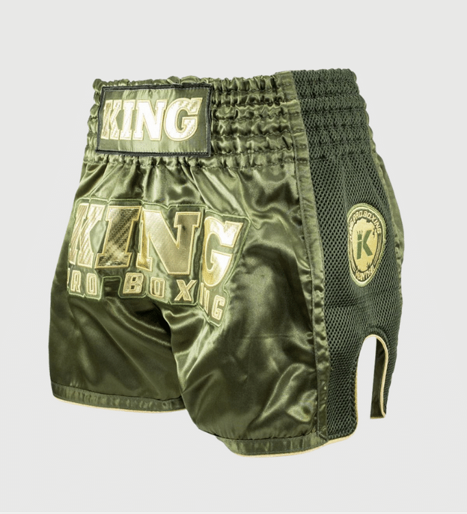 King Pro Boxing Kickboks Broekje - Kaki Groen/Goud - Shorts