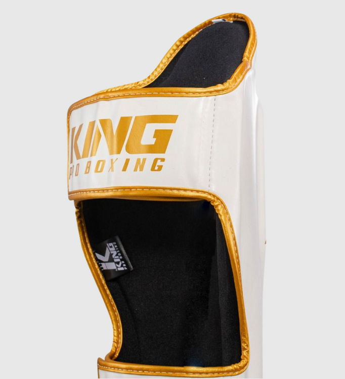 King Pro Boxing Kickboks Scheenbeschermers - Wit/Goud - Scheenbeschermers