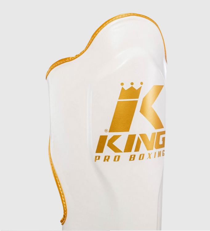 King Pro Boxing Kickboks Scheenbeschermers - Wit/Goud - Scheenbeschermers