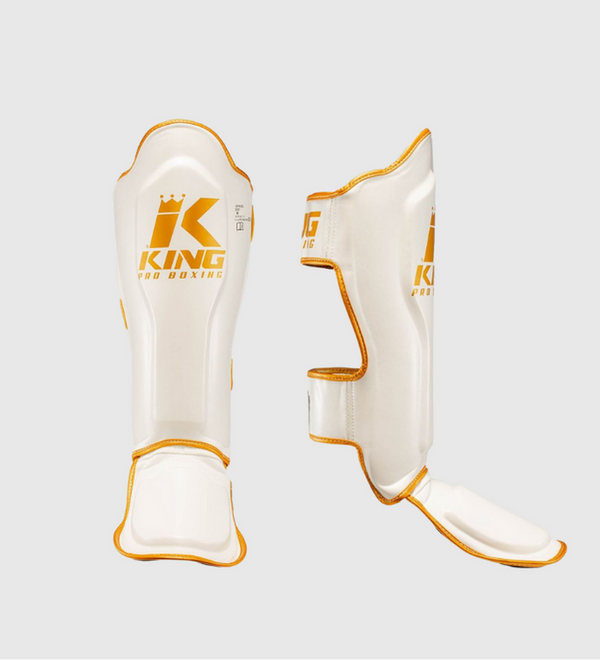 King Pro Boxing Kickboks Scheenbeschermers SG5 - Wit/Goud