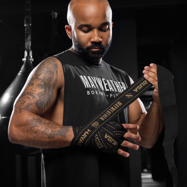 Bandaże bokserskie Hayabusa x Mayweather Stretch – Czarne/Złote