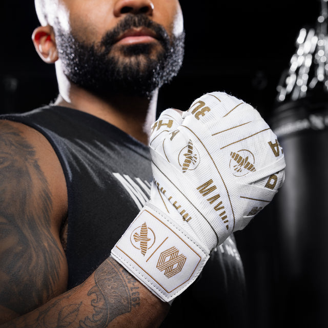 Hayabusa x Mayweather Bandagen Stretch – Weiß/Gold