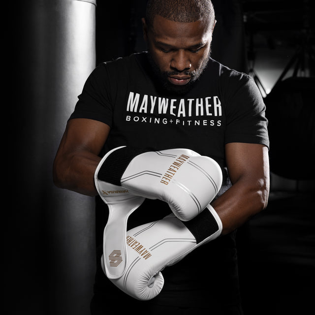 Guantes de boxeo Hayabusa x Mayweather Contender – Blanco/Oro