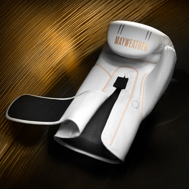 Guantes de boxeo Hayabusa x Mayweather Contender – Blanco/Oro