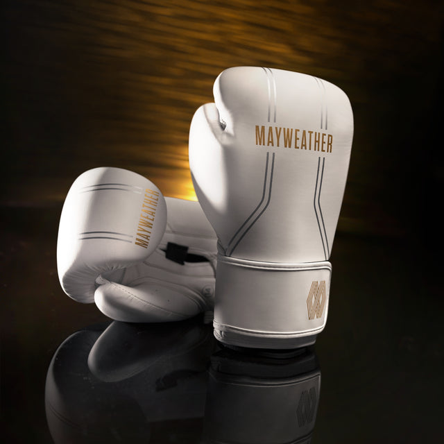 Guantes de boxeo Hayabusa x Mayweather Contender – Blanco/Oro