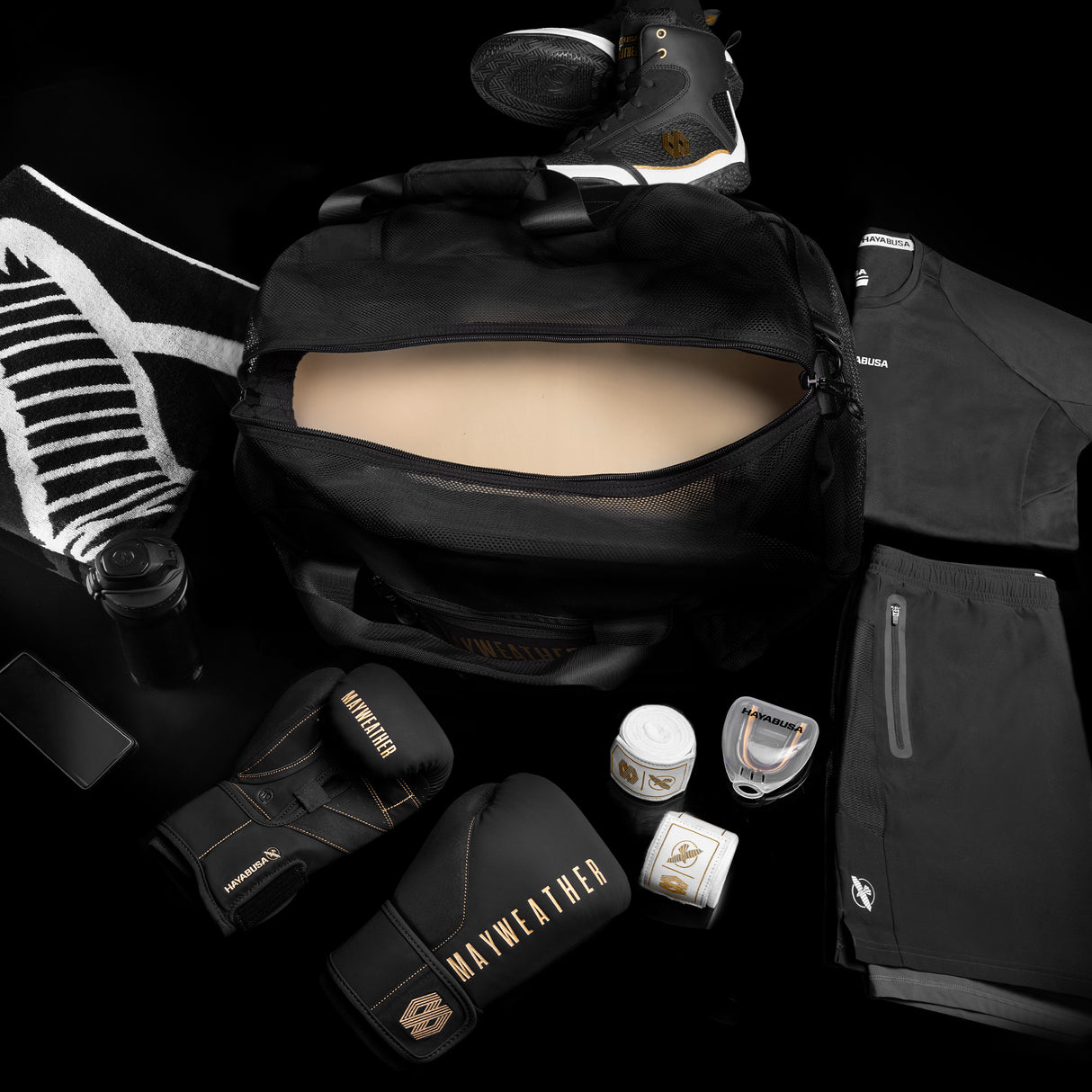 Hayabusa x Mayweather Sporttas Mesh - Zwart/Goud