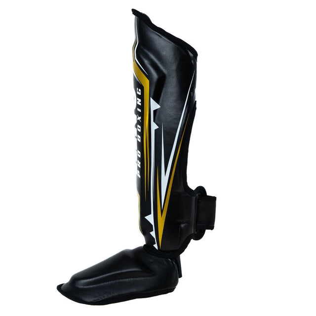 King Pro Boxing Kickboxing Shin Guards Spartan - Black/Yellow
