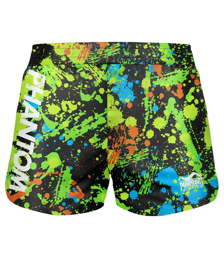 Phantom Athletics MMA Shorts Fusion Splatter - Zwart/Neon
