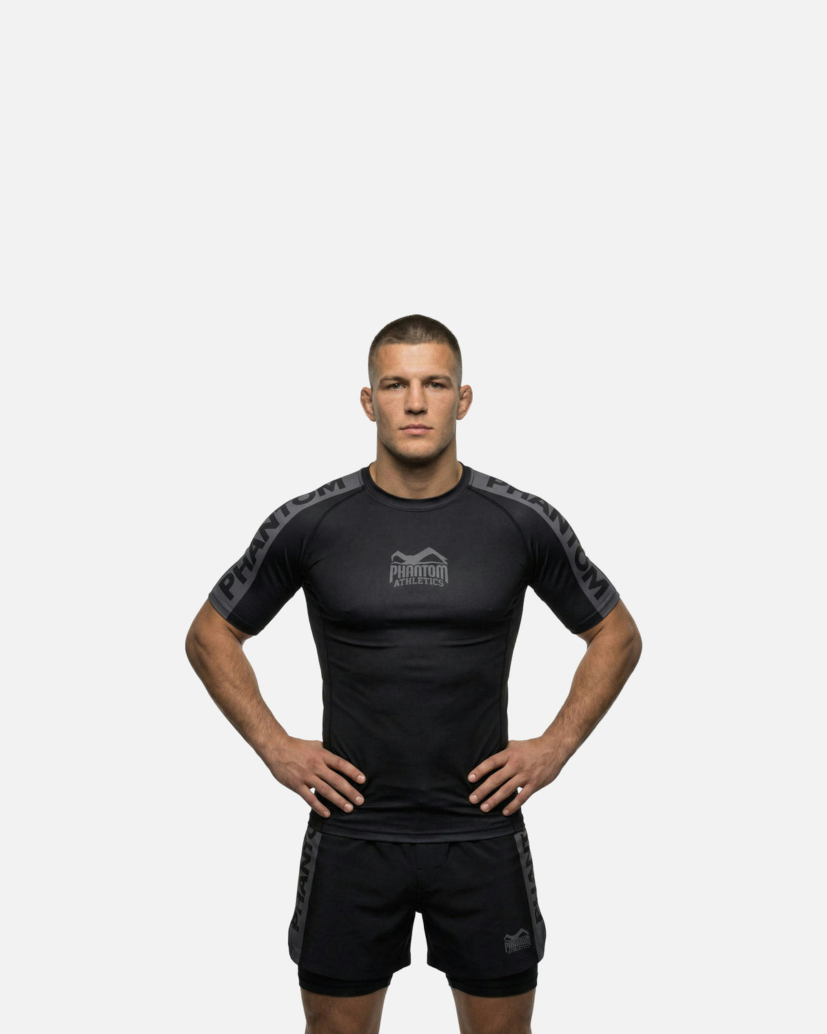 Phantom Athletics Rashguard EVO Apex Korte Mouwen - Zwart/Grijs