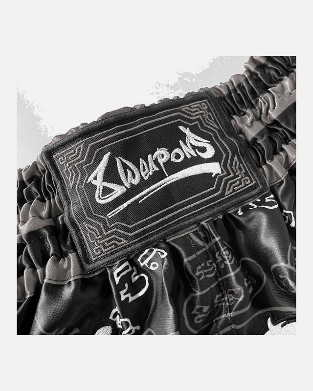 Pantaloncini Muay Thai 8 WEAPONS 8 Ways Yant 2.0 – Nero
