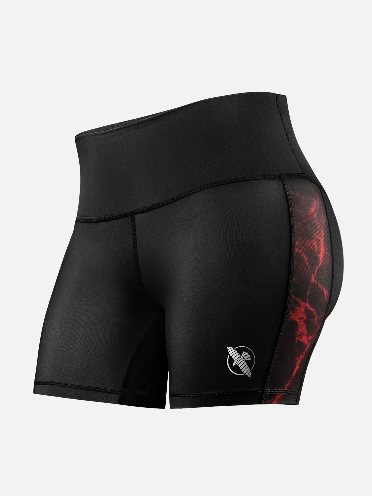 Pantaloni scurți de compresie BJJ Hayabusa x UFC pentru femei – Negru/Roșu