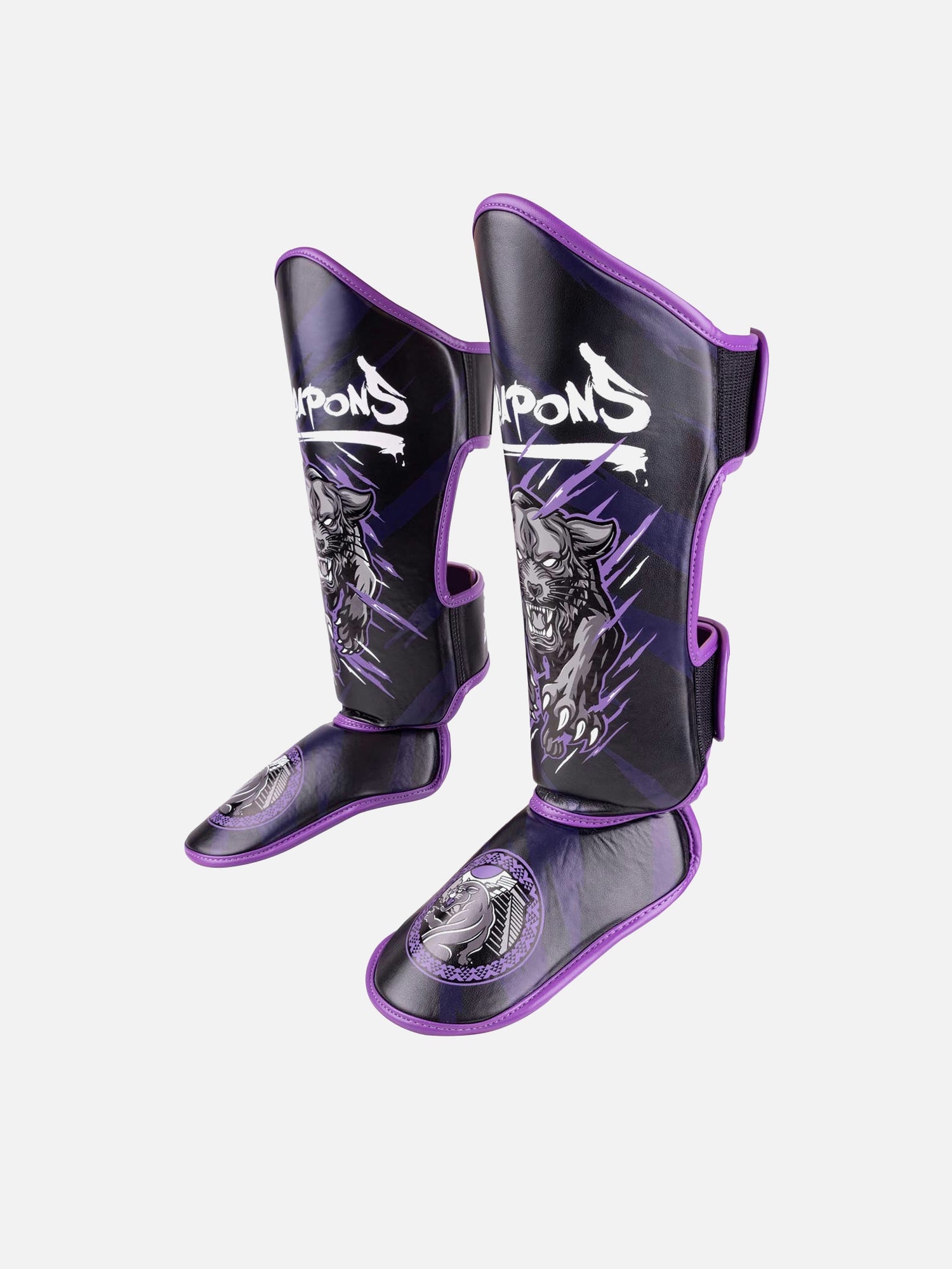 8 WEAPONS Schienbeinschoner Beastial Panther – Schwarz/Lila