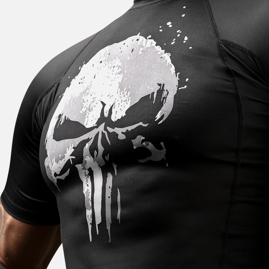 Hayabusa x Marvel Rashguard The Punisher Korte Mouwen - Zwart