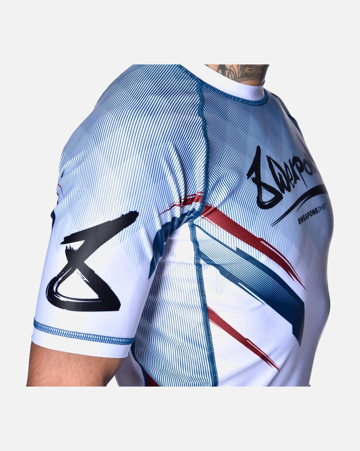 8 WEAPONS Rashguard Shift - Wit/Navy/Rood