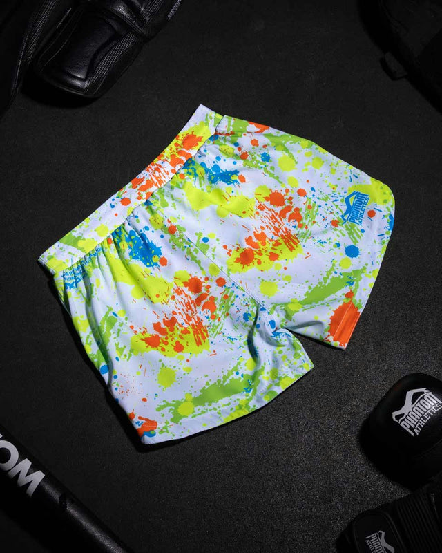 Phantom Athletics MMA Shorts Fusion Splatter - Wit/Neon